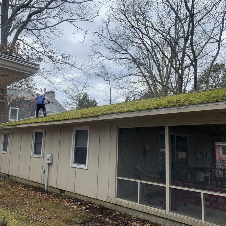 Black Streaks? Moss & Overgrowth? F & S Powerwashing Provides Safe and Effective Roof Washing.